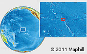 Physical Location Map of the area around 5° 35' 51" S, 152° 55' 30" W