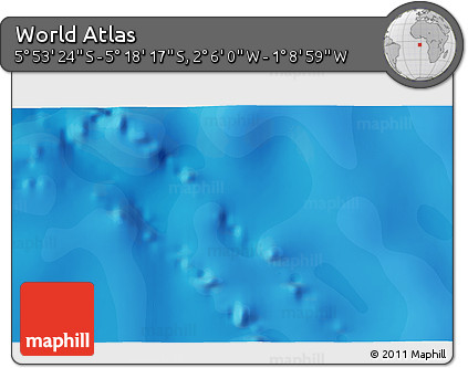 Political 3D Map of the Area around 5° 35' 51" S, 1° 37' 30" W