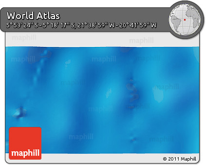 Physical 3D Map of the Area around 5° 35' 51" S, 21° 10' 29" W