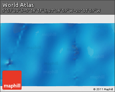 Physical 3D Map of the Area around 5° 35' 51" S, 21° 10' 29" W