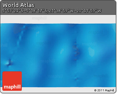 Physical 3D Map of the Area around 5° 35' 51" S, 21° 10' 29" W