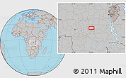 Gray Location Map of the area around 5° 35' 51" S, 25° 34' 30" E