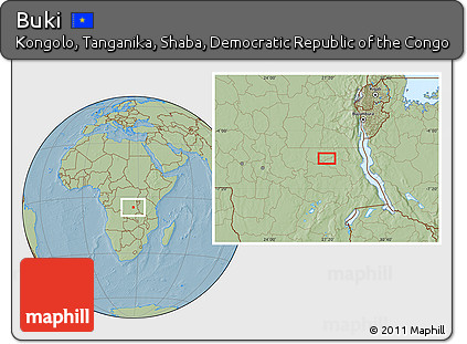 Savanna Style Location Map of Buki, hill shading