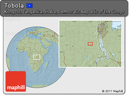 Savanna Style Location Map of Tobola, hill shading