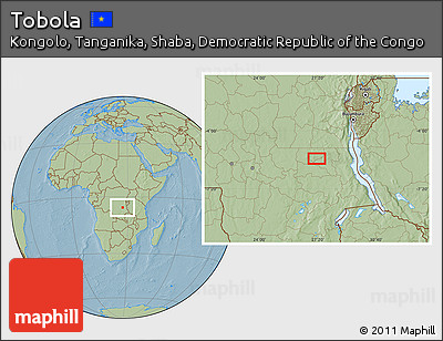Savanna Style Location Map of Tobola, hill shading