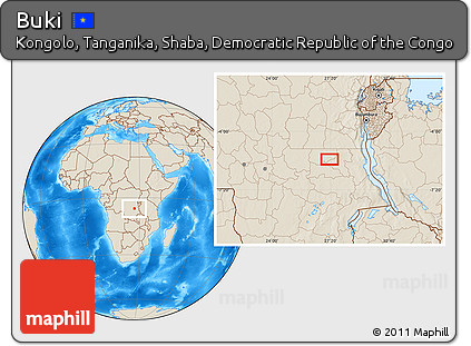 Shaded Relief Location Map of Buki