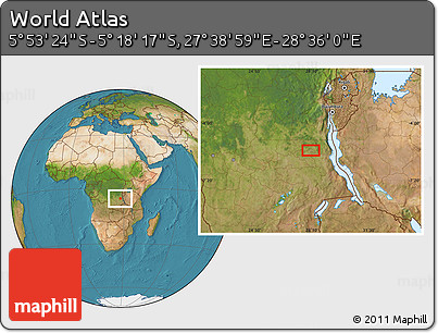Satellite Location Map of the Area around 5° 35' 51" S, 28° 7' 30" E