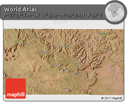 Satellite 3D Map of the Area around 5° 35' 51" S, 30° 40' 29" E