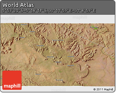 Satellite 3D Map of the Area around 5° 35' 51" S, 30° 40' 29" E