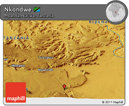 Physical Panoramic Map of Nkondwe