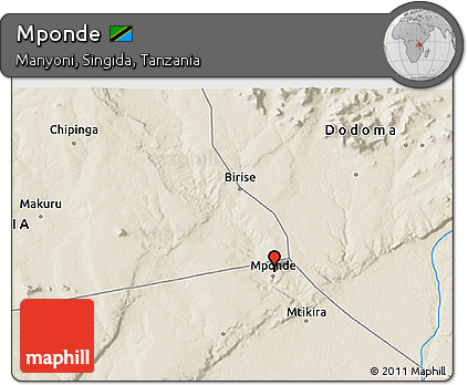 Shaded Relief 3D Map of Mponde