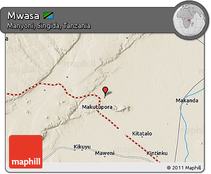 Shaded Relief 3D Map of Mwasa