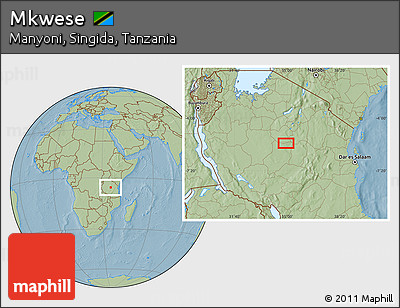 Savanna Style Location Map of Mkwese, hill shading
