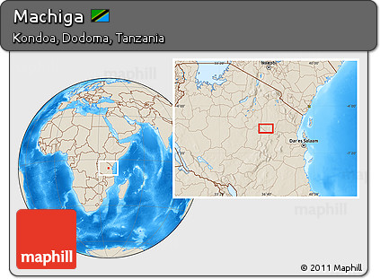Shaded Relief Location Map of Machiga