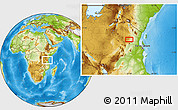 Physical Location Map of the area around 5° 35' 51" S, 37° 28' 30" E