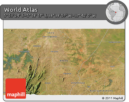 Satellite 3D Map of the Area around 5° 35' 51" S, 38° 10' 29" W