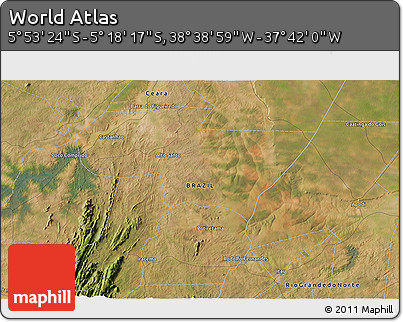 Satellite 3D Map of the Area around 5° 35' 51" S, 38° 10' 29" W