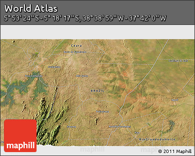 Satellite 3D Map of the Area around 5° 35' 51" S, 38° 10' 29" W