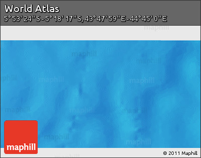 Physical 3D Map of the Area around 5° 35' 51" S, 44° 16' 29" E