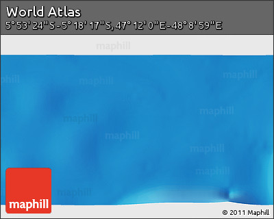 Physical 3D Map of the Area around 5° 35' 51" S, 47° 40' 29" E