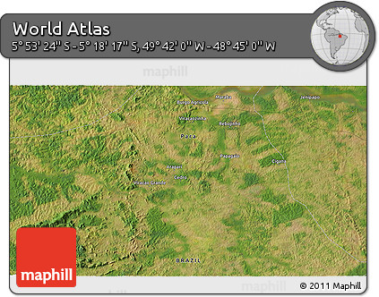 Satellite 3D Map of the Area around 5° 35' 51" S, 49° 13' 30" W