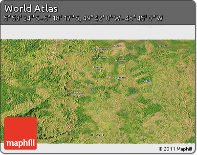 Satellite 3D Map of the Area around 5° 35' 51" S, 49° 13' 30" W