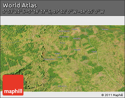Satellite 3D Map of the Area around 5° 35' 51" S, 49° 13' 30" W