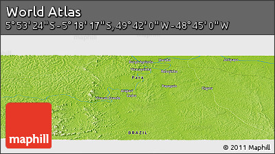 Physical Panoramic Map of the Area around 5° 35' 51" S, 49° 13' 30" W