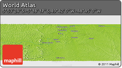 Physical Panoramic Map of the Area around 5° 35' 51" S, 49° 13' 30" W