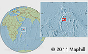 Savanna Style Location Map of the area around 5° 35' 51" S, 53° 37' 30" E, hill shading