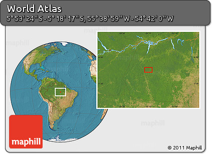 Satellite Location Map of the Area around 5° 35' 51" S, 55° 10' 29" W