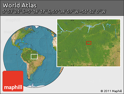 Satellite Location Map of the Area around 5° 35' 51" S, 55° 10' 29" W