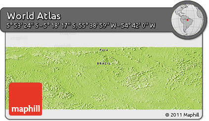 Physical Panoramic Map of the Area around 5° 35' 51" S, 55° 10' 29" W