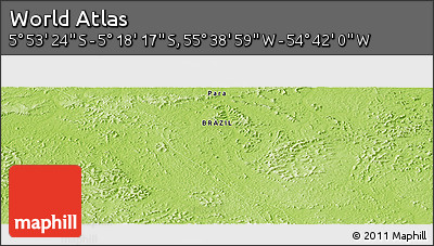 Physical Panoramic Map of the Area around 5° 35' 51" S, 55° 10' 29" W