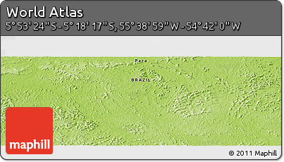 Physical Panoramic Map of the Area around 5° 35' 51" S, 55° 10' 29" W