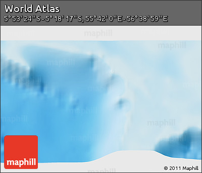 Physical 3D Map of the Area around 5° 35' 51" S, 56° 10' 29" E