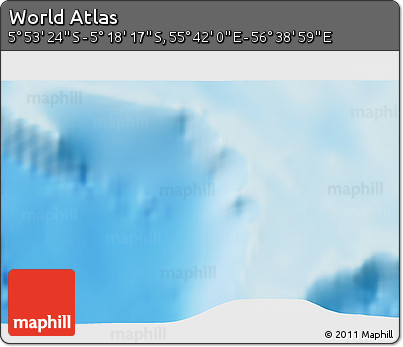 Physical 3D Map of the Area around 5° 35' 51" S, 56° 10' 29" E