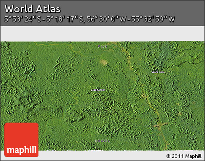 Satellite 3D Map of the Area around 5° 35' 51" S, 56° 1' 29" W