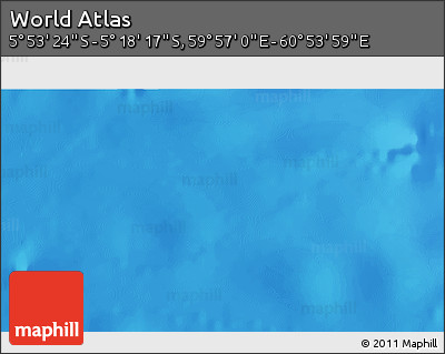 Physical 3D Map of the Area around 5° 35' 51" S, 60° 25' 29" E