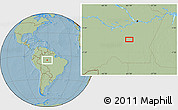 Savanna Style Location Map of the area around 5° 35' 51" S, 61° 7' 30" W, hill shading