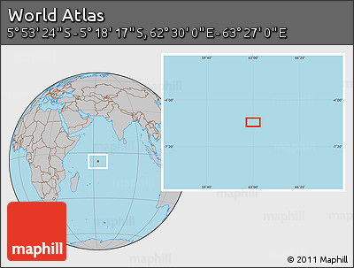 Gray Location Map of the Area around 5° 35' 51" S, 62° 58' 30" E