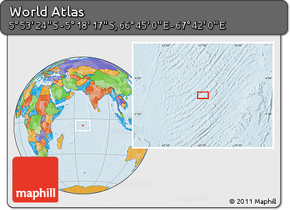 Political Location Map of the Area around 5° 35' 51" S, 67° 13' 29" E