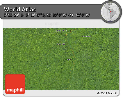 Satellite 3D Map of the Area around 5° 35' 51" S, 72° 10' 30" W