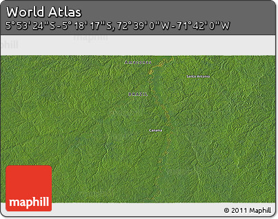 Satellite 3D Map of the Area around 5° 35' 51" S, 72° 10' 30" W