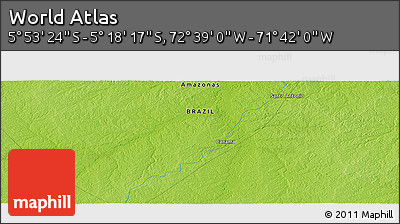 Physical Panoramic Map of the Area around 5° 35' 51" S, 72° 10' 30" W