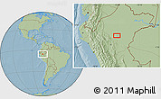 Savanna Style Location Map of Portal, hill shading