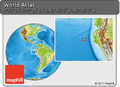 Physical Location Map of the Area around 5° 35' 51" S, 83° 13' 29" W