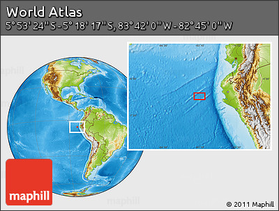 Physical Location Map of the Area around 5° 35' 51" S, 83° 13' 29" W