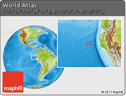 Physical Location Map of the Area around 5° 35' 51" S, 83° 13' 29" W