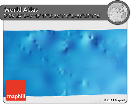 Physical 3D Map of the Area around 5° 35' 51" S, 88° 28' 29" E